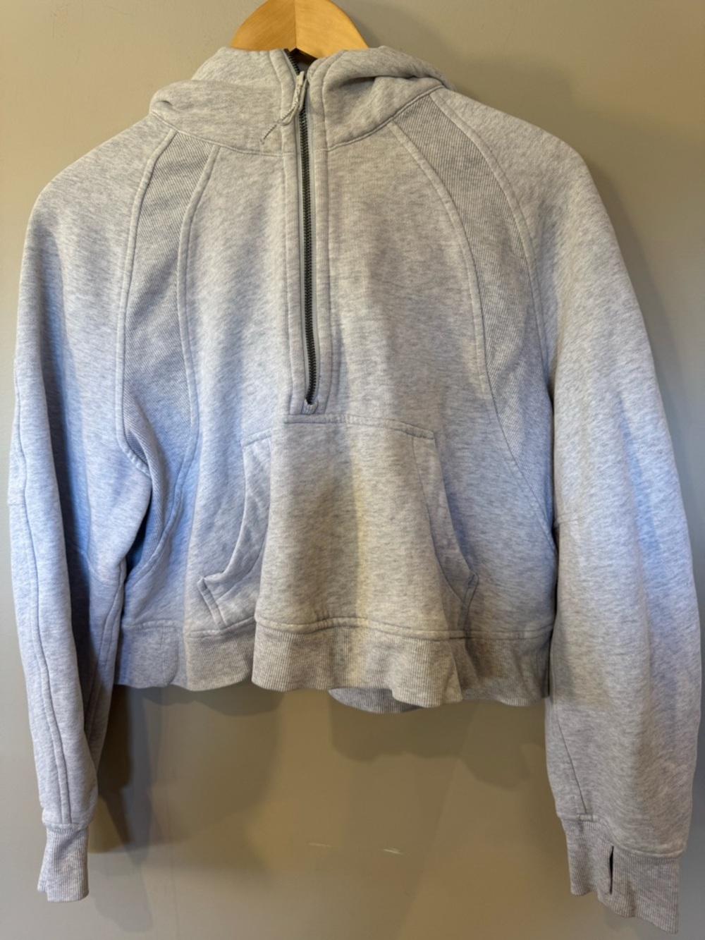 lululemon athletica Light Gray Half-Zip Hooded Sweatshirt